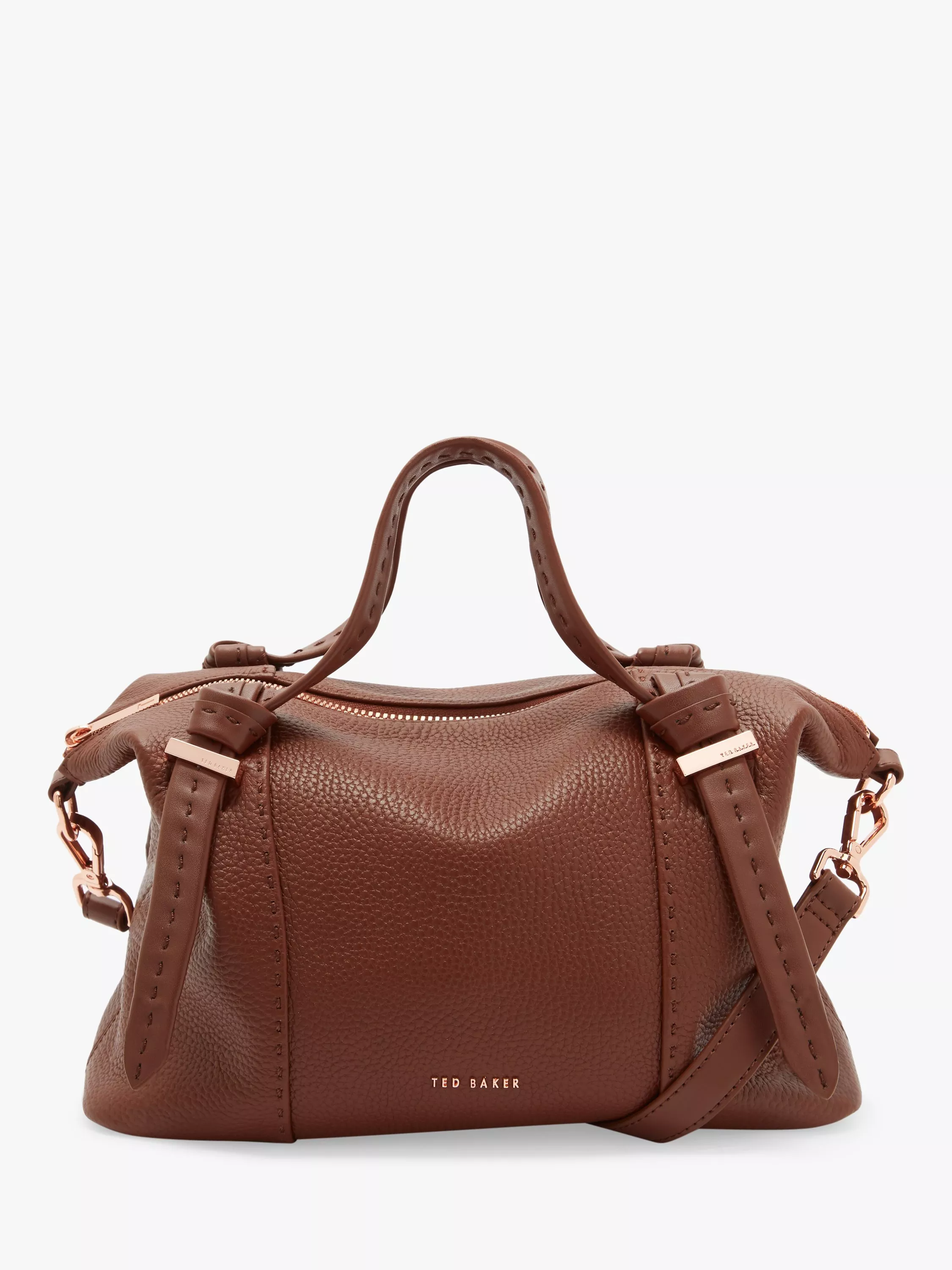 Ted Baker Olmia Knotted Handle Small Leather Tote Bag Brown