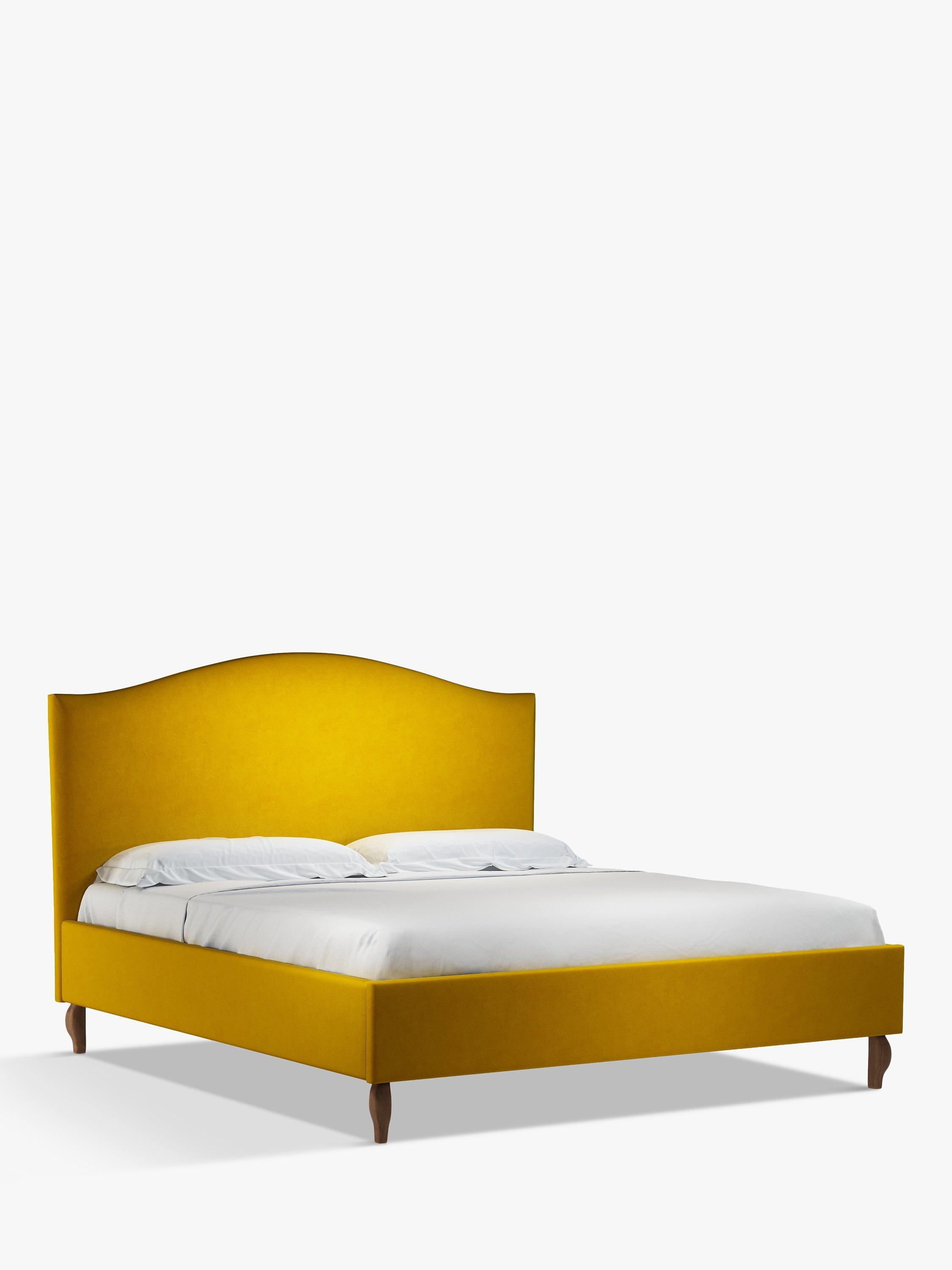 John Lewis Charlotte Upholstered Bed Frame, Super King Size, Aquaclean Velvet Mustard