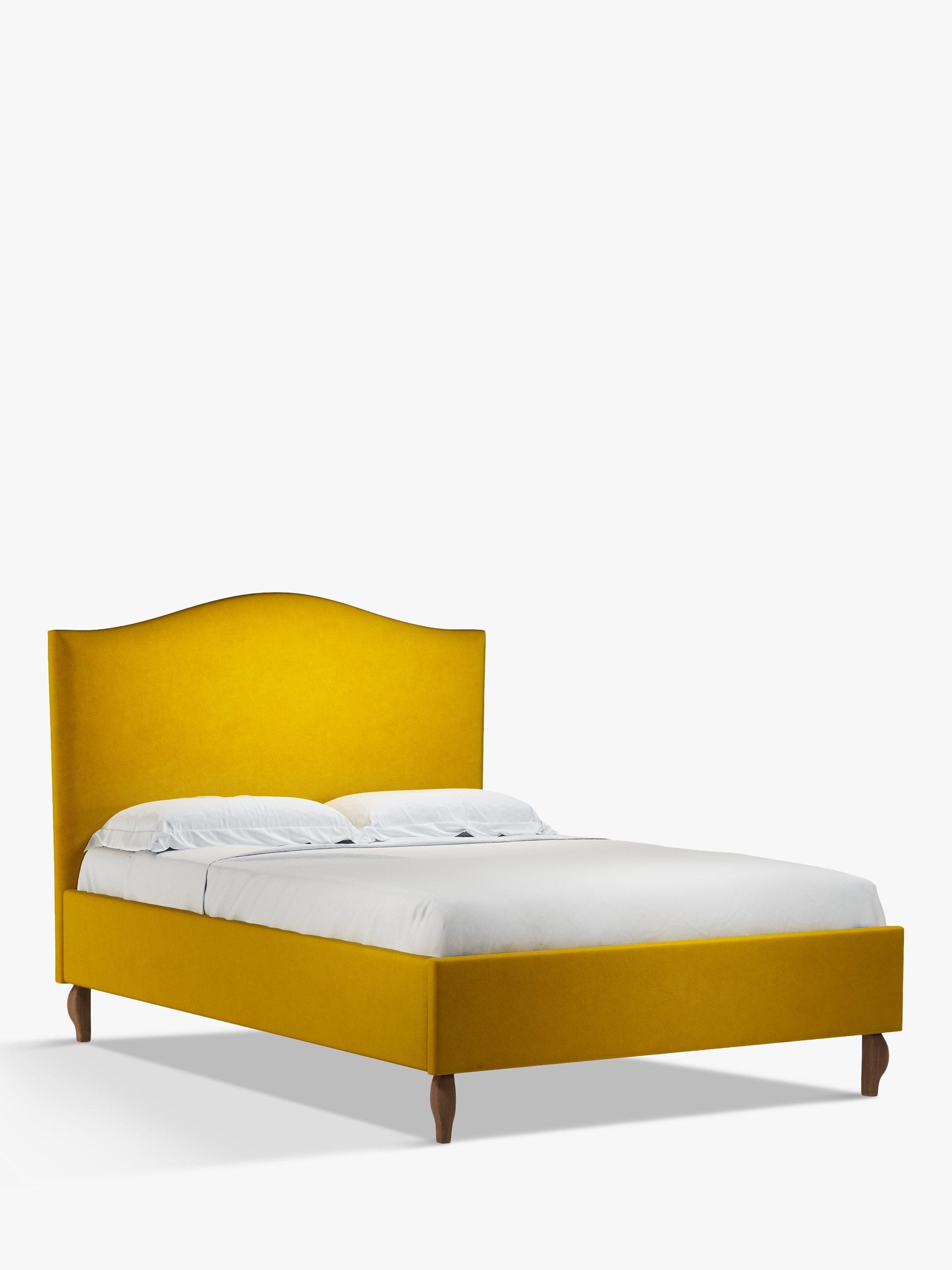 John Lewis Charlotte Upholstered Bed Frame, Double, Aquaclean Velvet Mustard