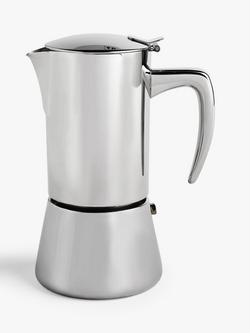 John Lewis Induction Stovetop Stainless Steel 6 Cup Espresso Coffee Maker, 300ml, Silver