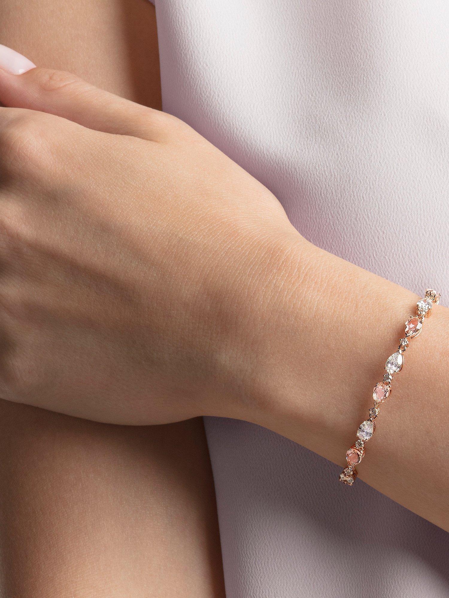 Swarovski Vintage Crystal Teardrop Bracelet Rose Gold Pink