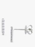 London Road 9ct White Gold Diamond Bar Stud Earrings