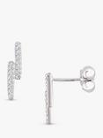 London Road 9ct White Gold Double Bar Stud Earrings