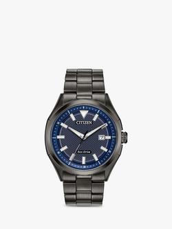 Citizen AW1147-52L Men's Sport Date Bracelet Strap Watch, Gunmetal/Blue, Gunmetal/Blue