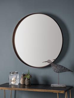 Francis Round Mirror, 84cm - view 2, Bronze