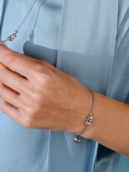 Kit Heath Triple Pebble Slider Chain Bracelet, Silver - view 2, Silver