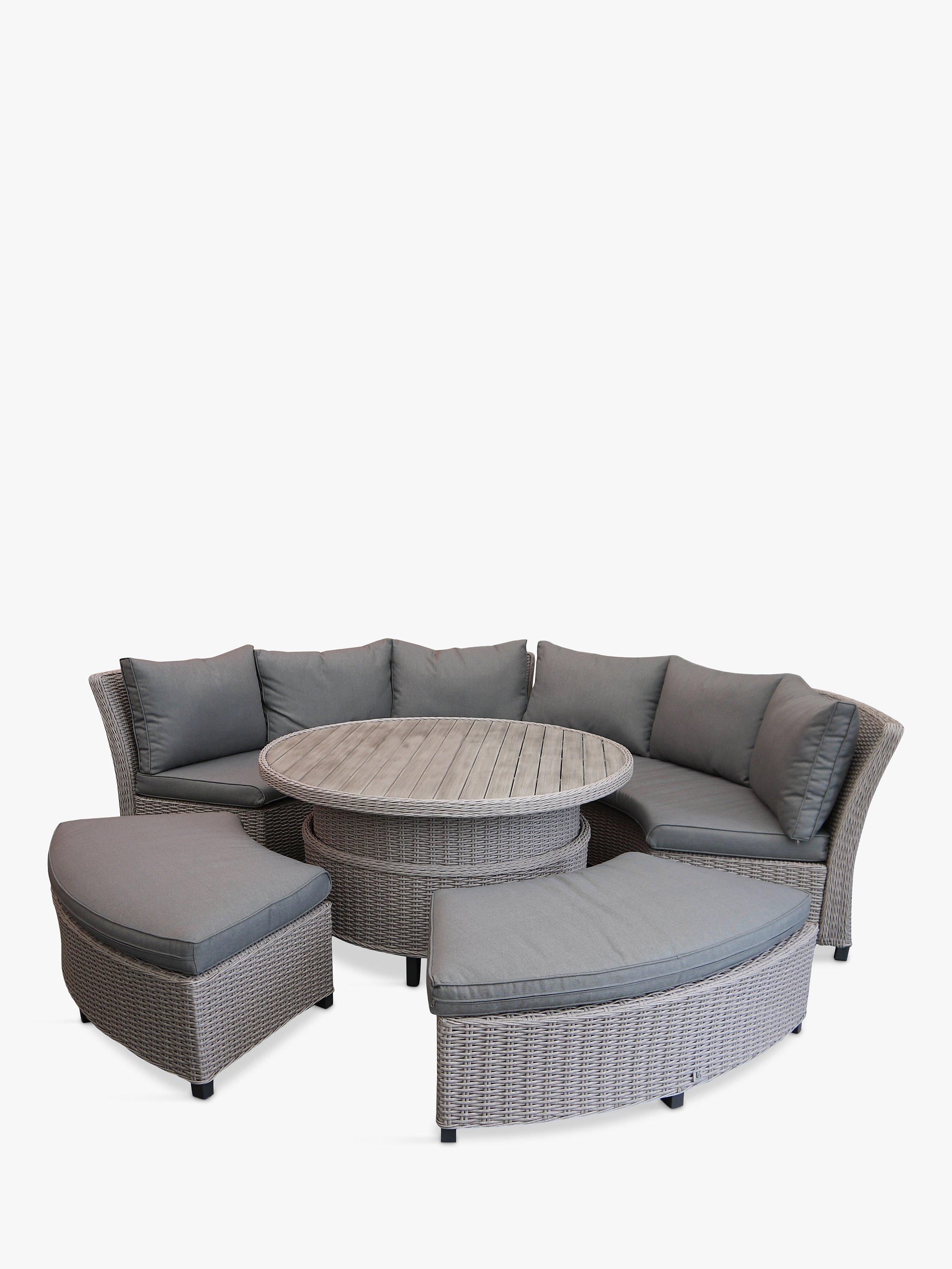 LG Outdoor Oslo 8 Seat Modular Curved Garden Table and Chairs Lounging Set Grey