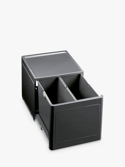 BLANCO Select Botton Manual Under Counter 2 Section Pull-Out Kitchen Bin, 26L, Grey
