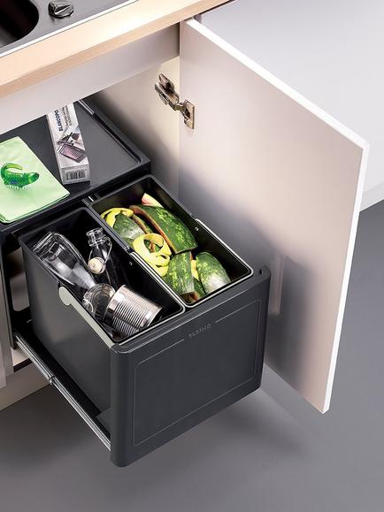 BLANCO Select Botton Manual Under Counter 2 Section Pull-Out Kitchen Bin, 26L - view 2, Grey