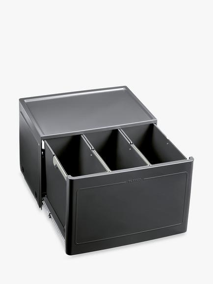BLANCO Select Botton Manual Under Counter 3 Section Pull-Out Kitchen Bin, 39L, Grey