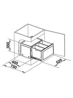 BLANCO Select Botton Manual Under Counter 3 Section Pull-Out Kitchen Bin, 39L - view 2, Grey