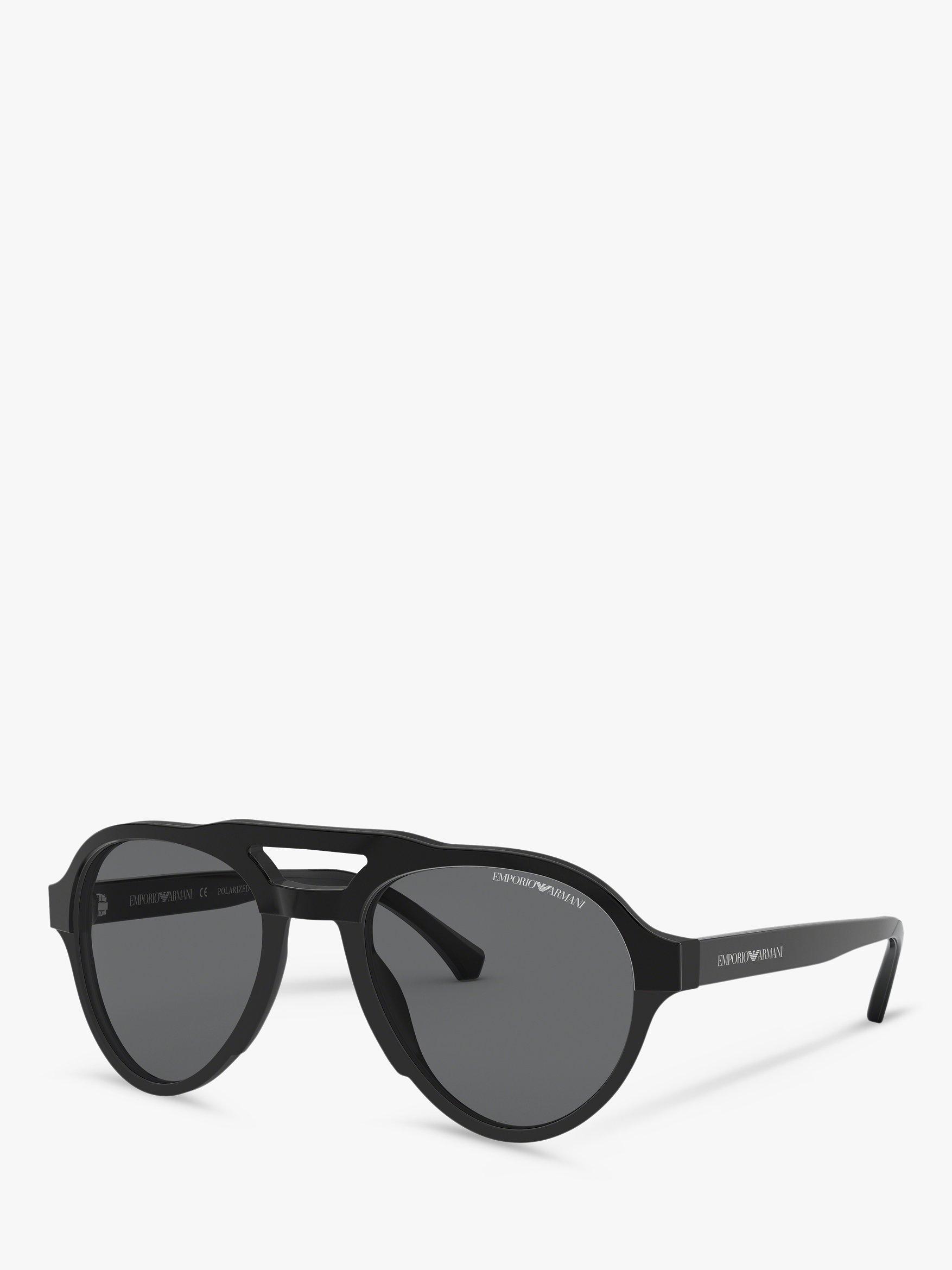 Emporio Armani EA4128 Men s Polarised Aviator Sunglasses Matte Black Grey