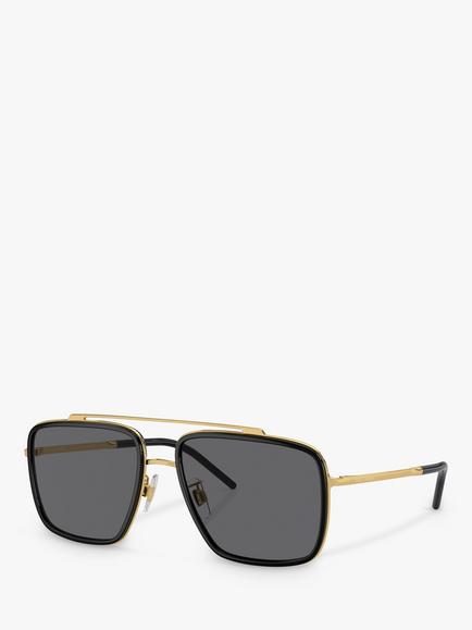 Dolce & Gabbana DG2220 Men's Polarised Square Sunglasses, Gold/Black, Gold/Black