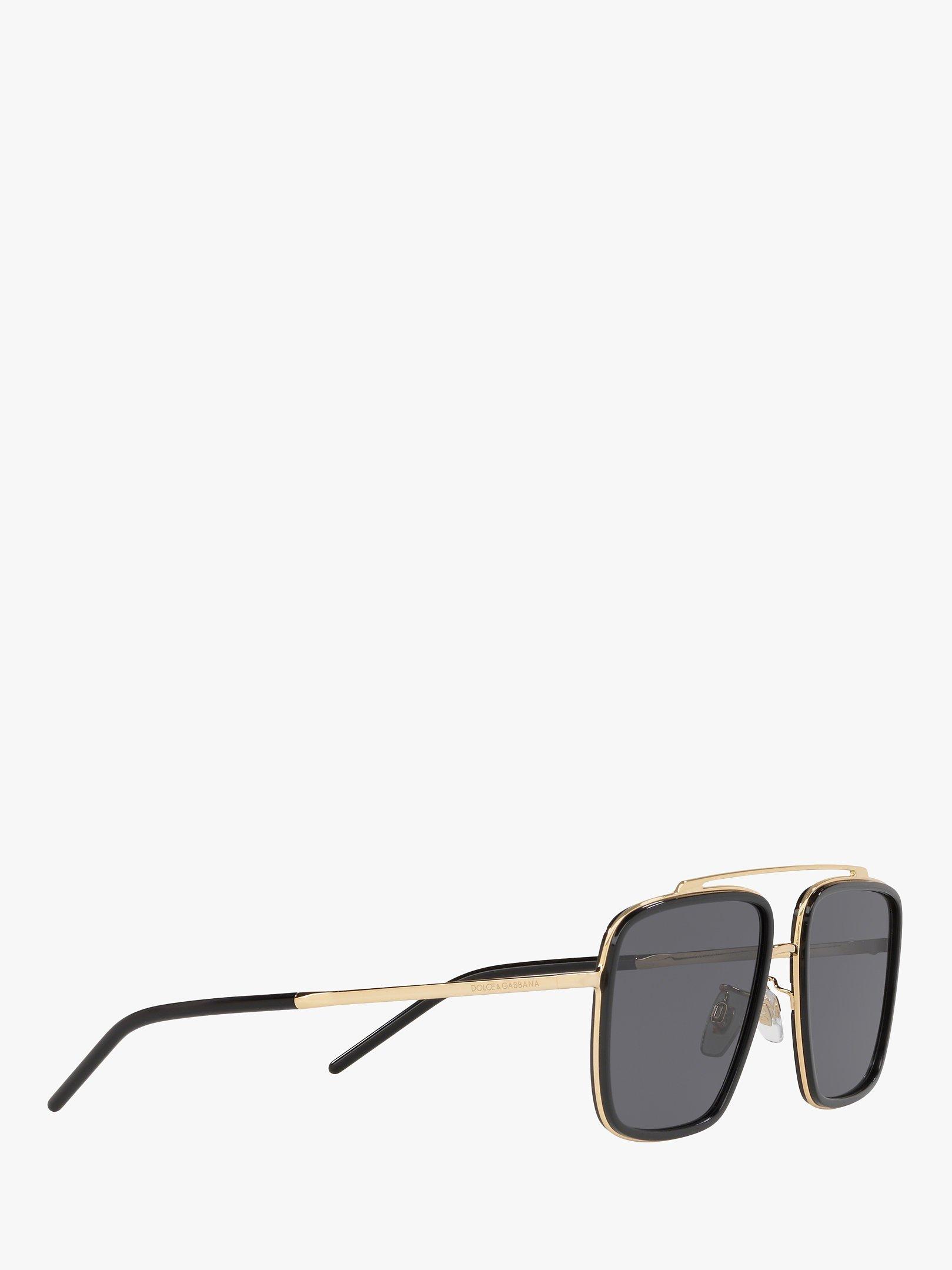 Product image 11 of 11, which shows Dolce & Gabbana DG2220 Men's Polarised Square Sunglasses, Gold/Black