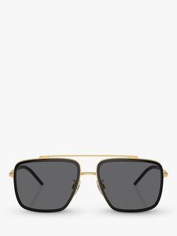 Dolce & Gabbana DG2220 Men's Polarised Square Sunglasses, Gold/Black - view 2, Gold/Black