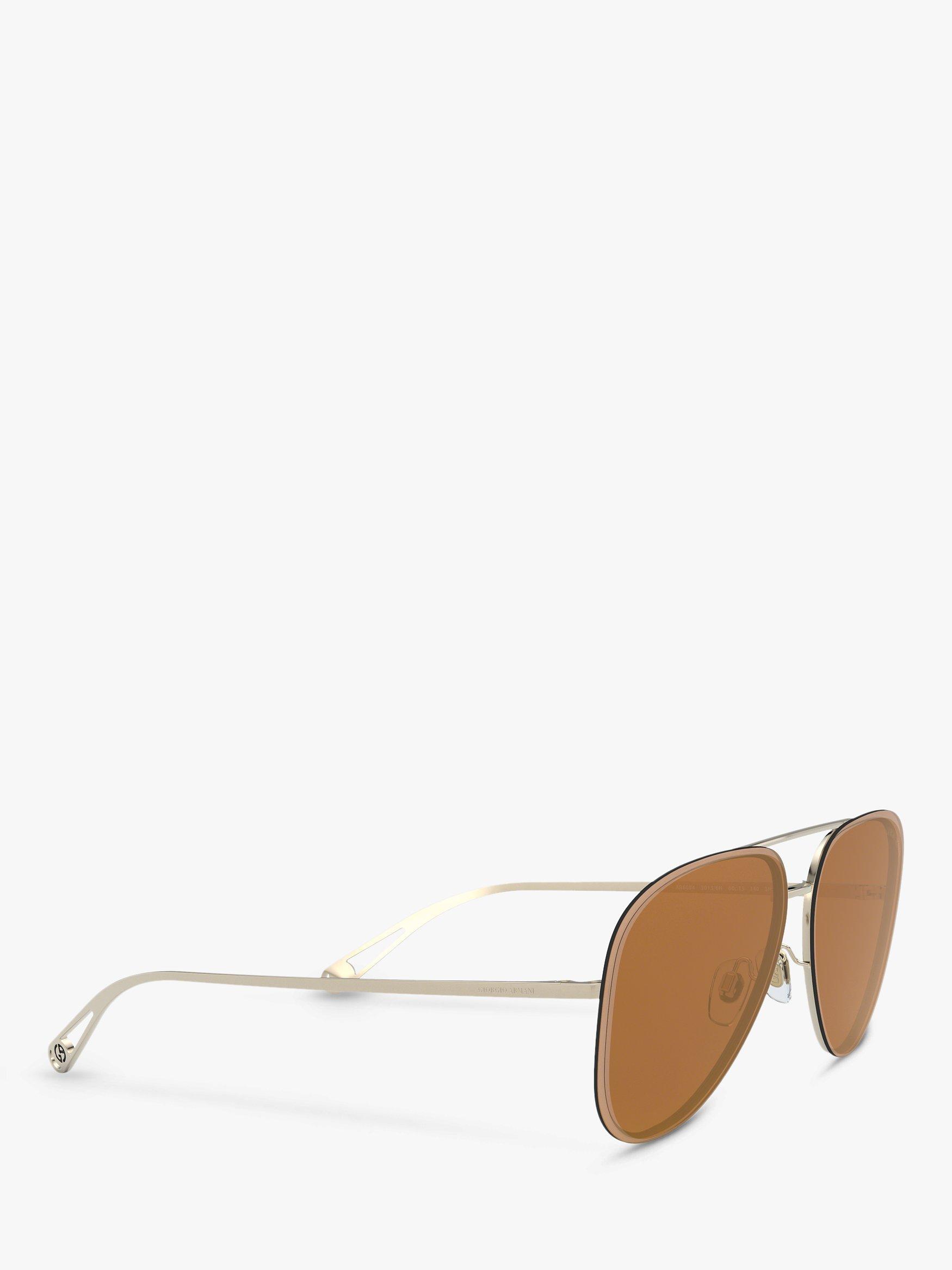 Product image 11 of 11, which shows Giorgio Armani AR6084 Women's Aviator Sunglasses, Pale Gold/Mirror Brown