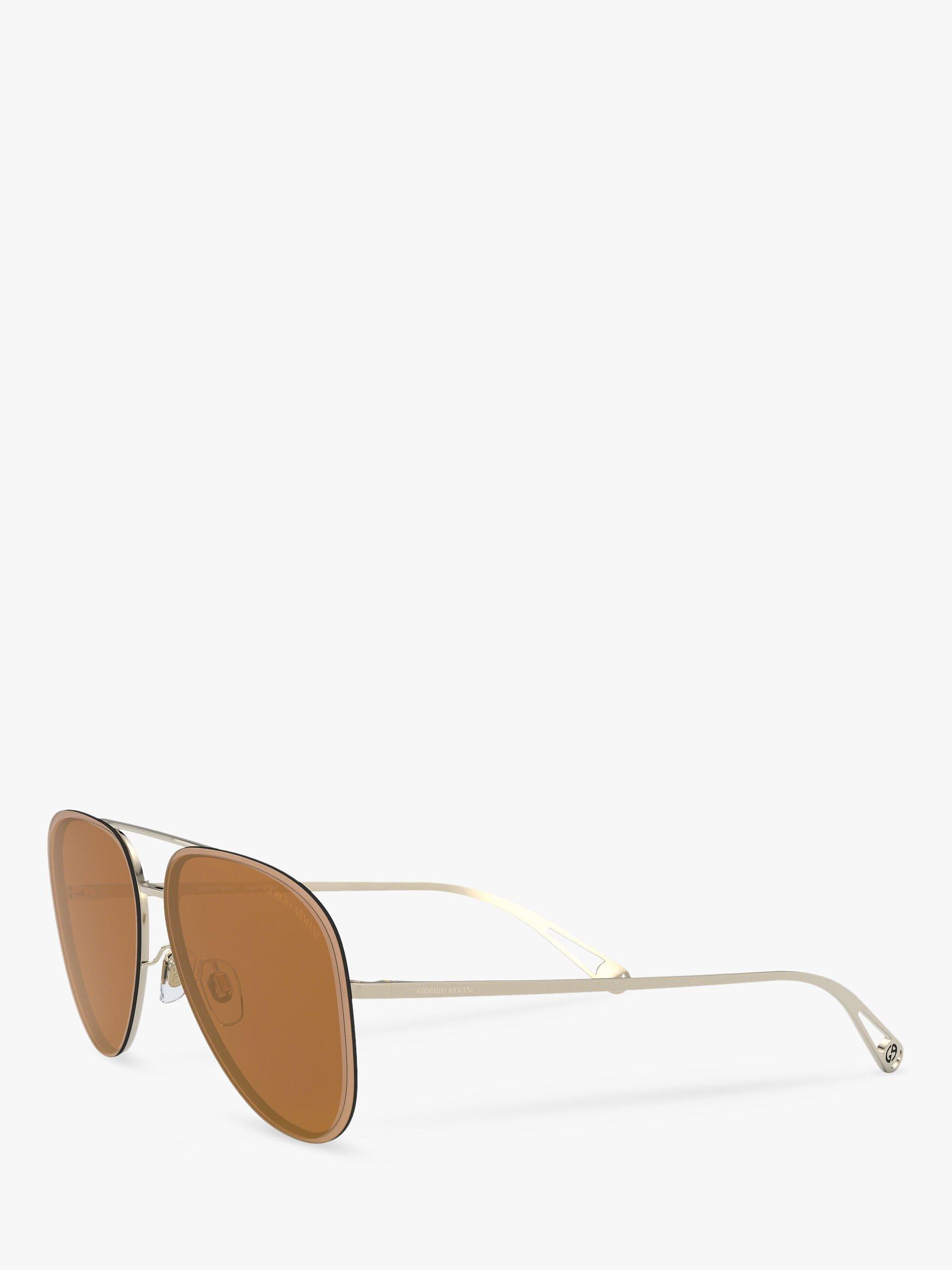 Product image 2 of 11, which shows Giorgio Armani AR6084 Women's Aviator Sunglasses, Pale Gold/Mirror Brown