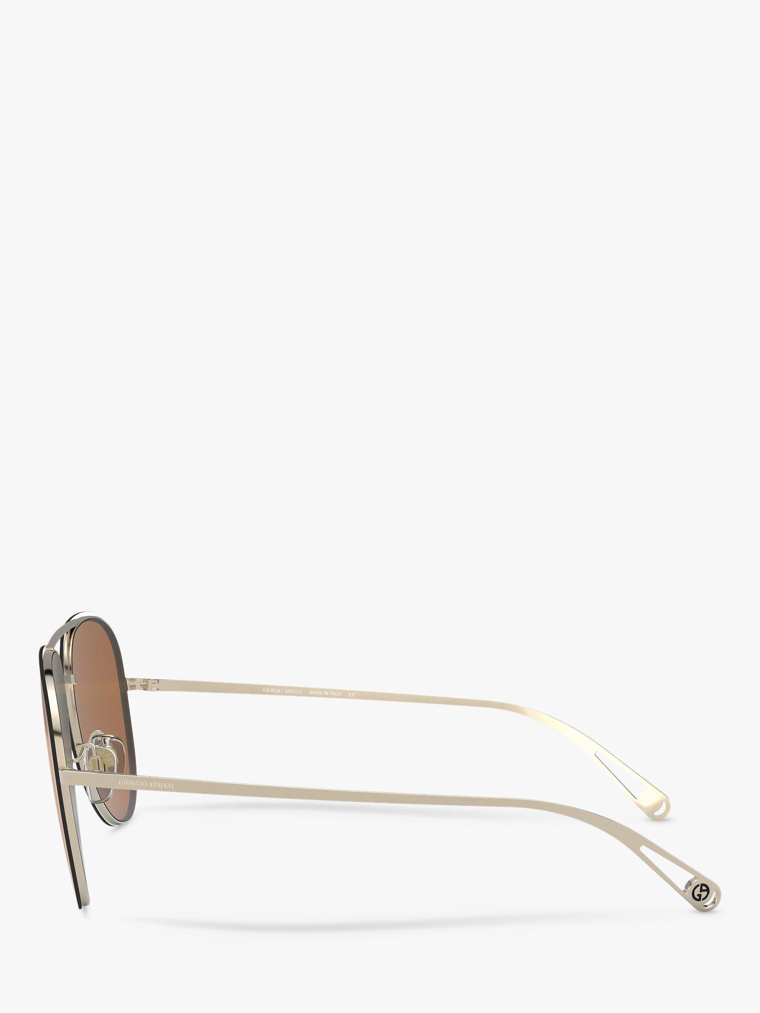 Product image 4 of 11, which shows Giorgio Armani AR6084 Women's Aviator Sunglasses, Pale Gold/Mirror Brown