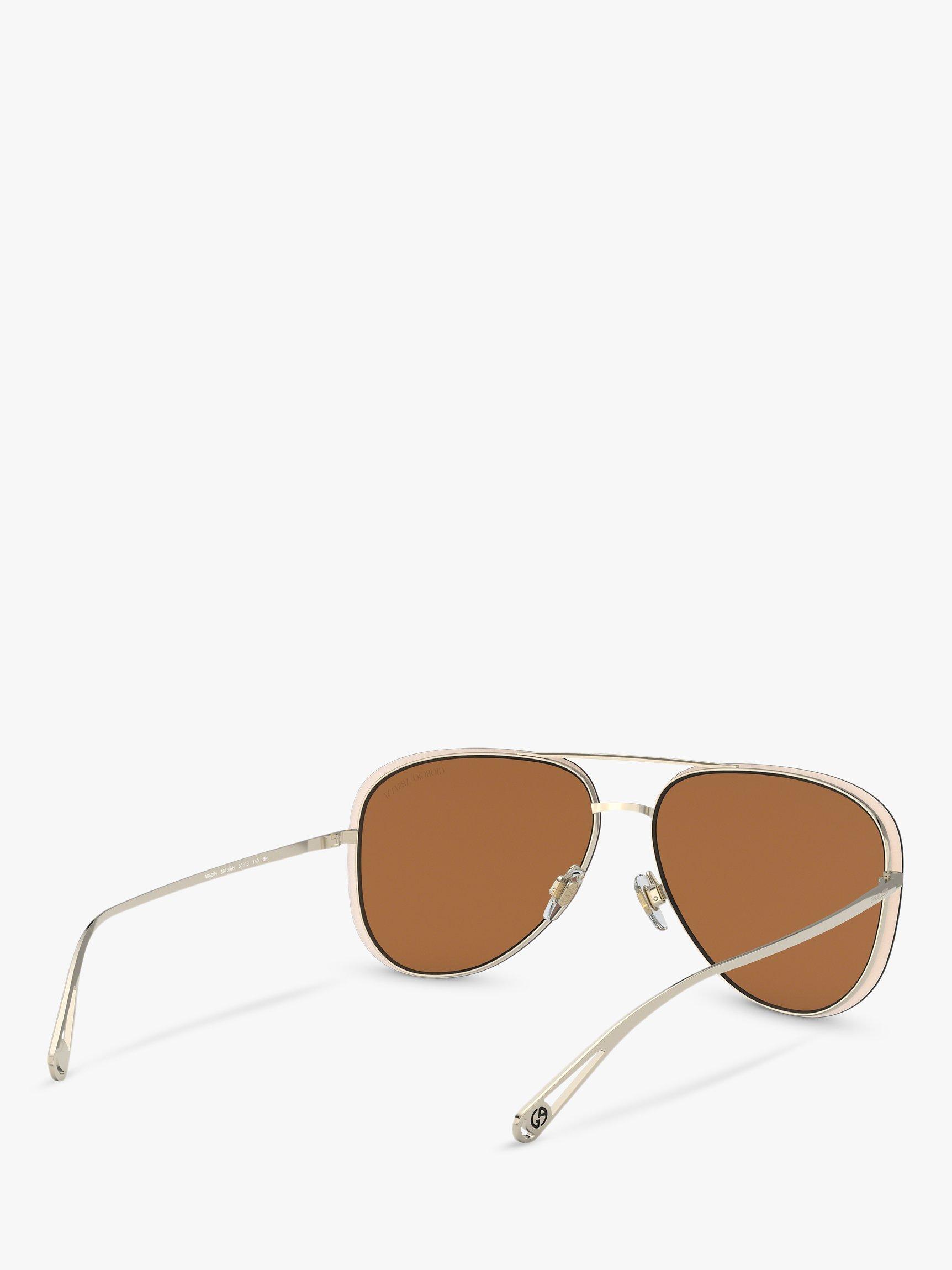 Product image 8 of 11, which shows Giorgio Armani AR6084 Women's Aviator Sunglasses, Pale Gold/Mirror Brown