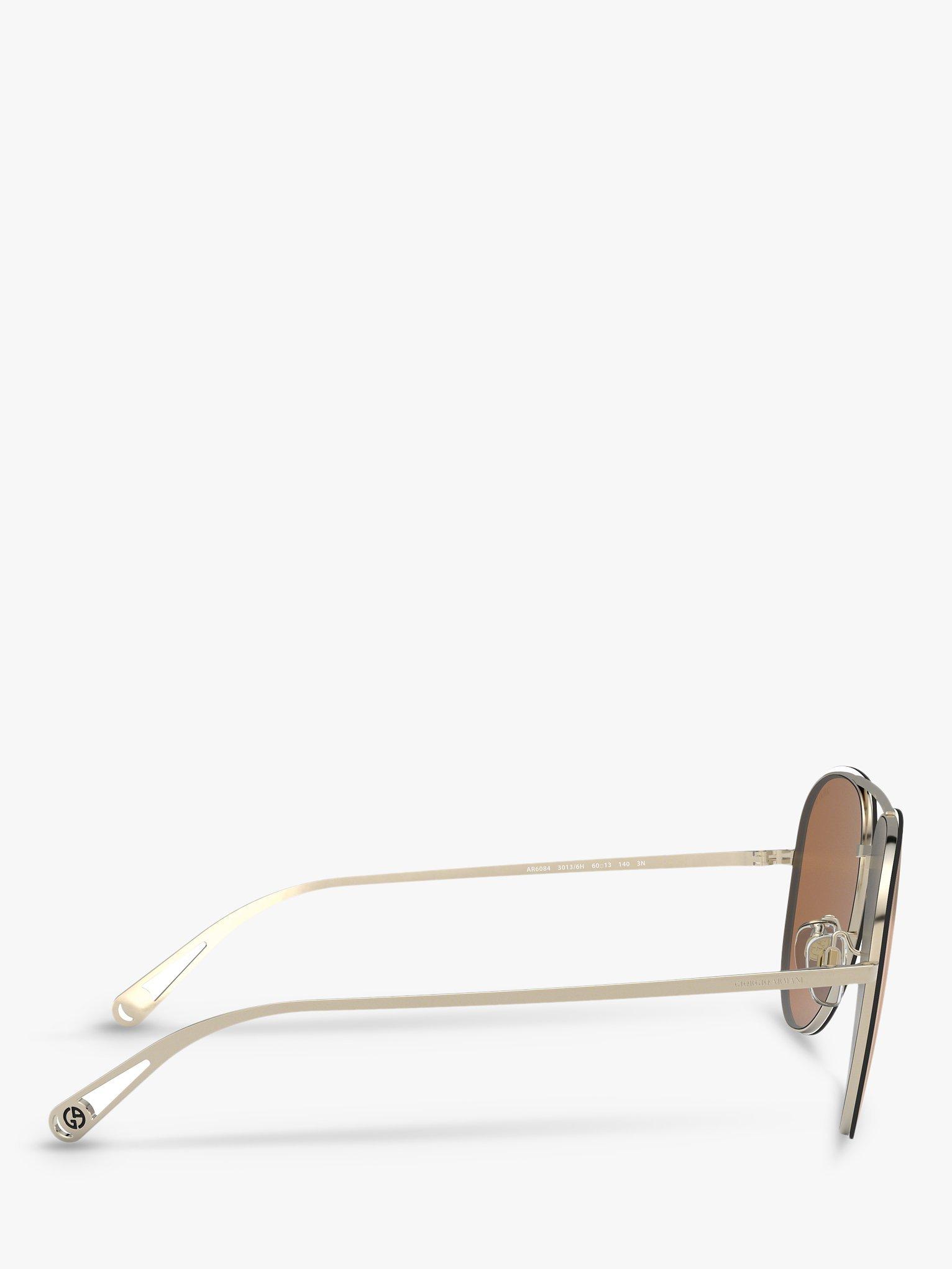Product image 10 of 11, which shows Giorgio Armani AR6084 Women's Aviator Sunglasses, Pale Gold/Mirror Brown