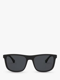 Emporio Armani EA4129 Men's Square Sunglasses, Matte Black/Grey