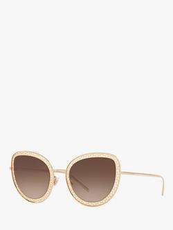 Dolce & Gabbana DG2226 Women's Cat's Eye Sunglasses, Gold/Brown Gradient, Gold/Brown Gradient