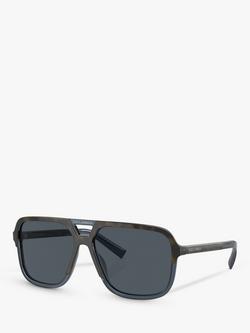 Dolce & Gabbana DG4354 Men's Square Sunglasses, Brown/Blue, Brown/Blue
