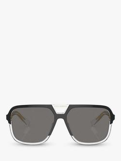 Dolce & Gabbana DG4354 Men's Polarised Square Sunglasses, Black Clear/Grey - view 2, Black Clear/Grey