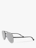 Giorgio Armani AR6084 Women's Aviator Sunglasses, Black/Mirror Grey