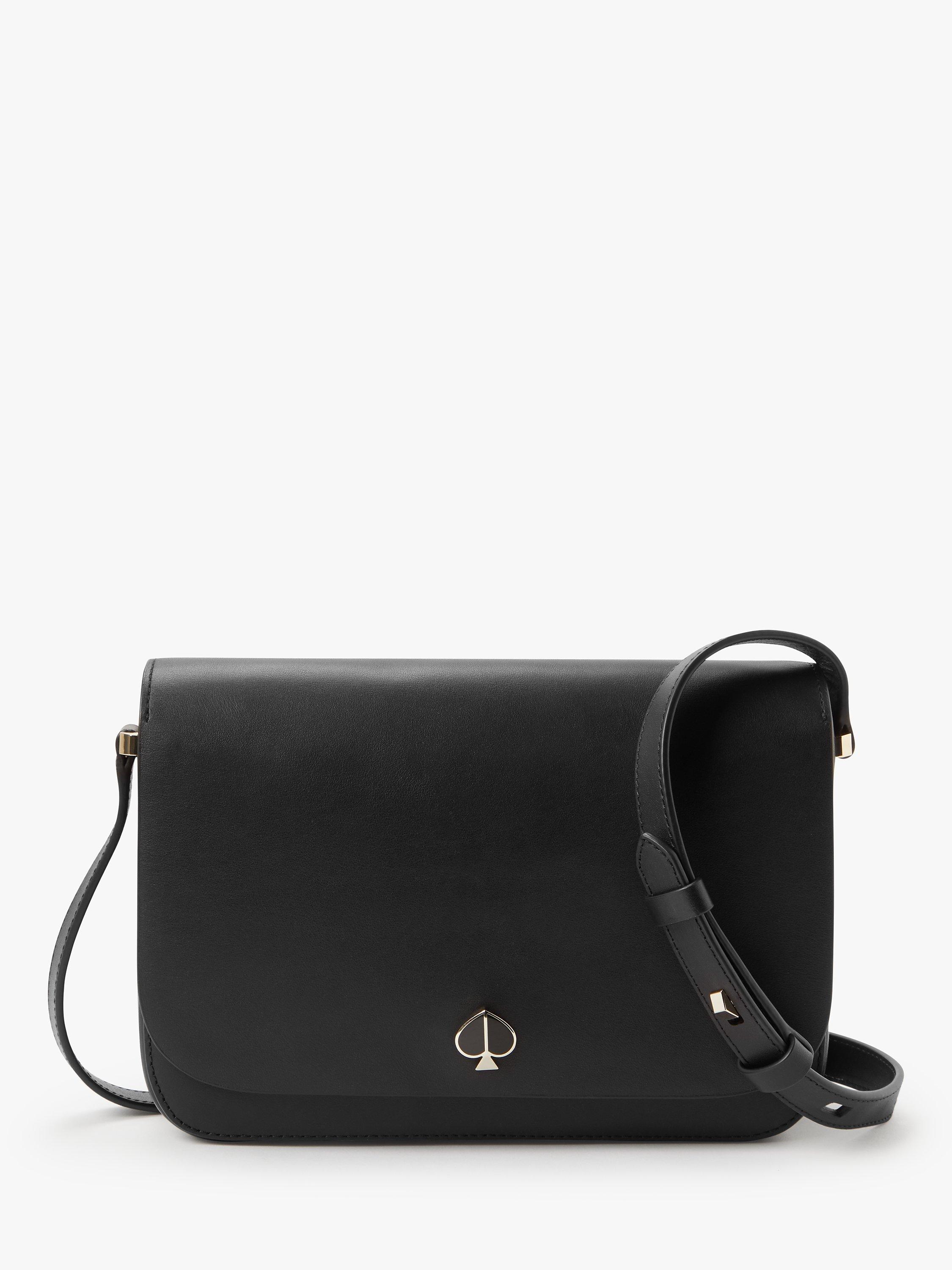 kate spade new york Nicola Medium Flap Over Leather Shoulder Bag, Black