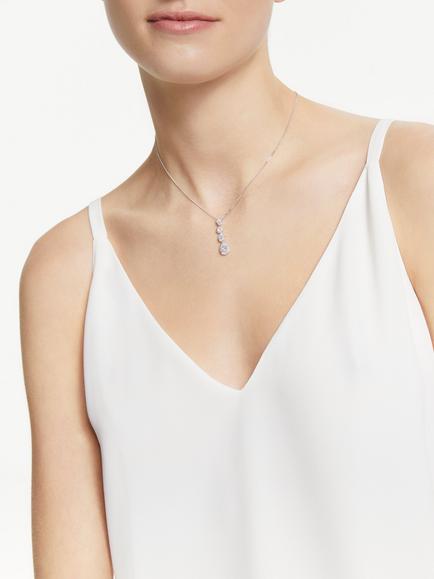 Ivory & Co. Ashford Crystal Pendant Necklace, Silver - view 2, Silver