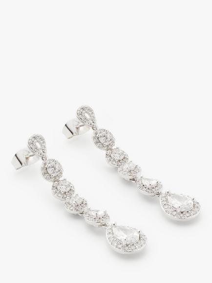Ivory & Co. Ashford Cubic Zirconia Teardrop Drop Earrings, Silver, Silver