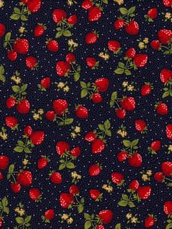 Oddies Textiles Strawberry Print Fabric, Navy, Navy