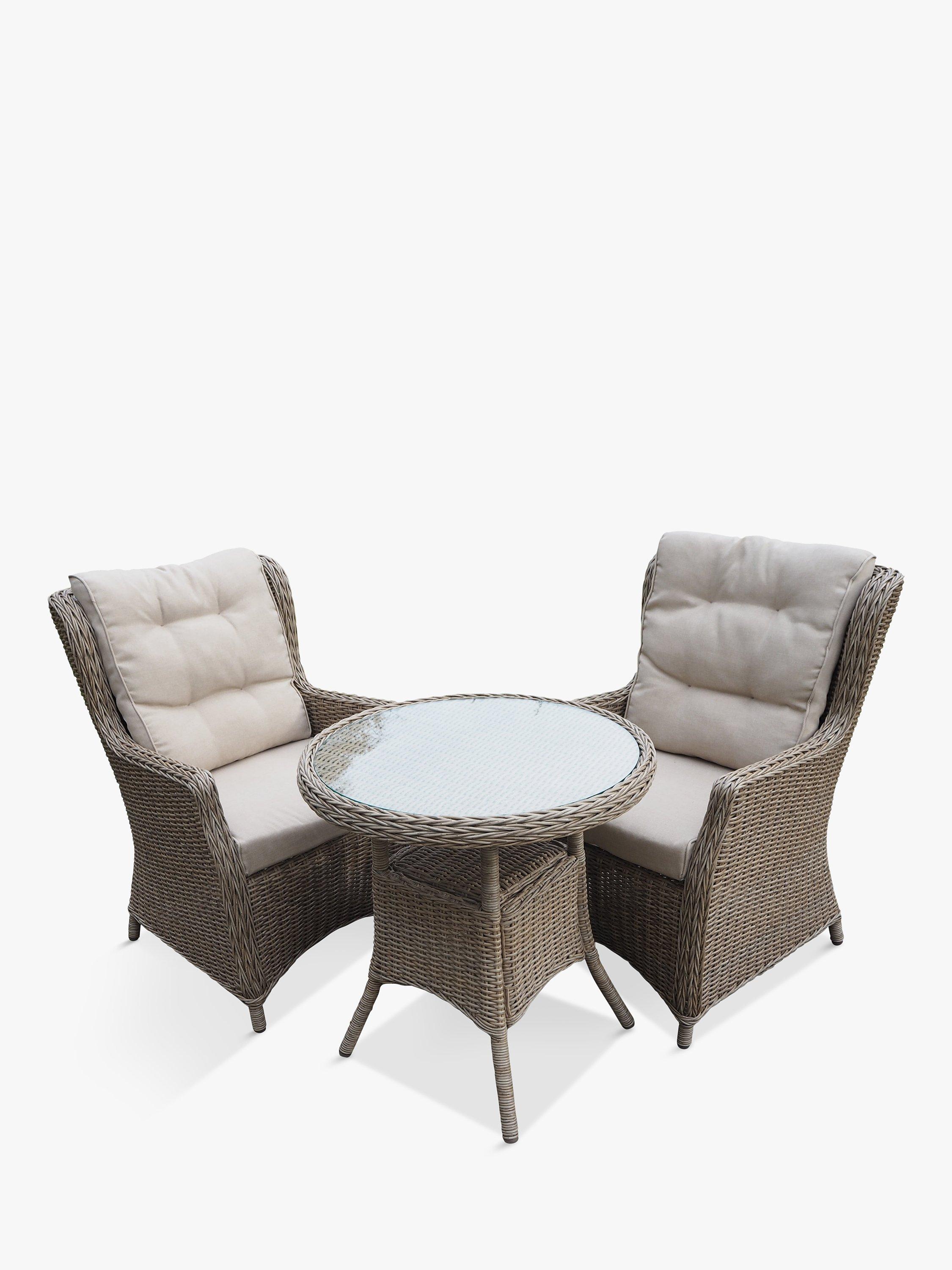 LG Outdoor Saigon 2 Seat Garden Bistro Table & Chairs Set, Natural