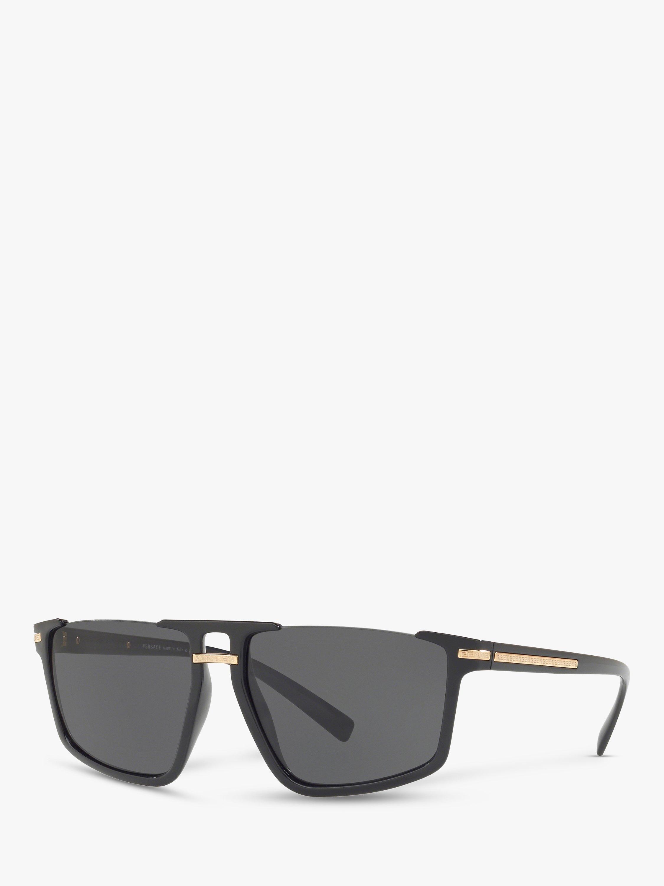 Versace VE4363 Men's Rectangular Sunglasses, Black/Grey