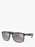 Ray-Ban RB4264 Men's Polarised Square Sunglasses, Black/Mirror Grey