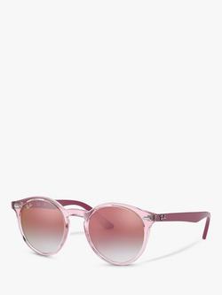 Ray-Ban Junior RJ9064S Round Sunglasses, Light Pink/Red Gradient