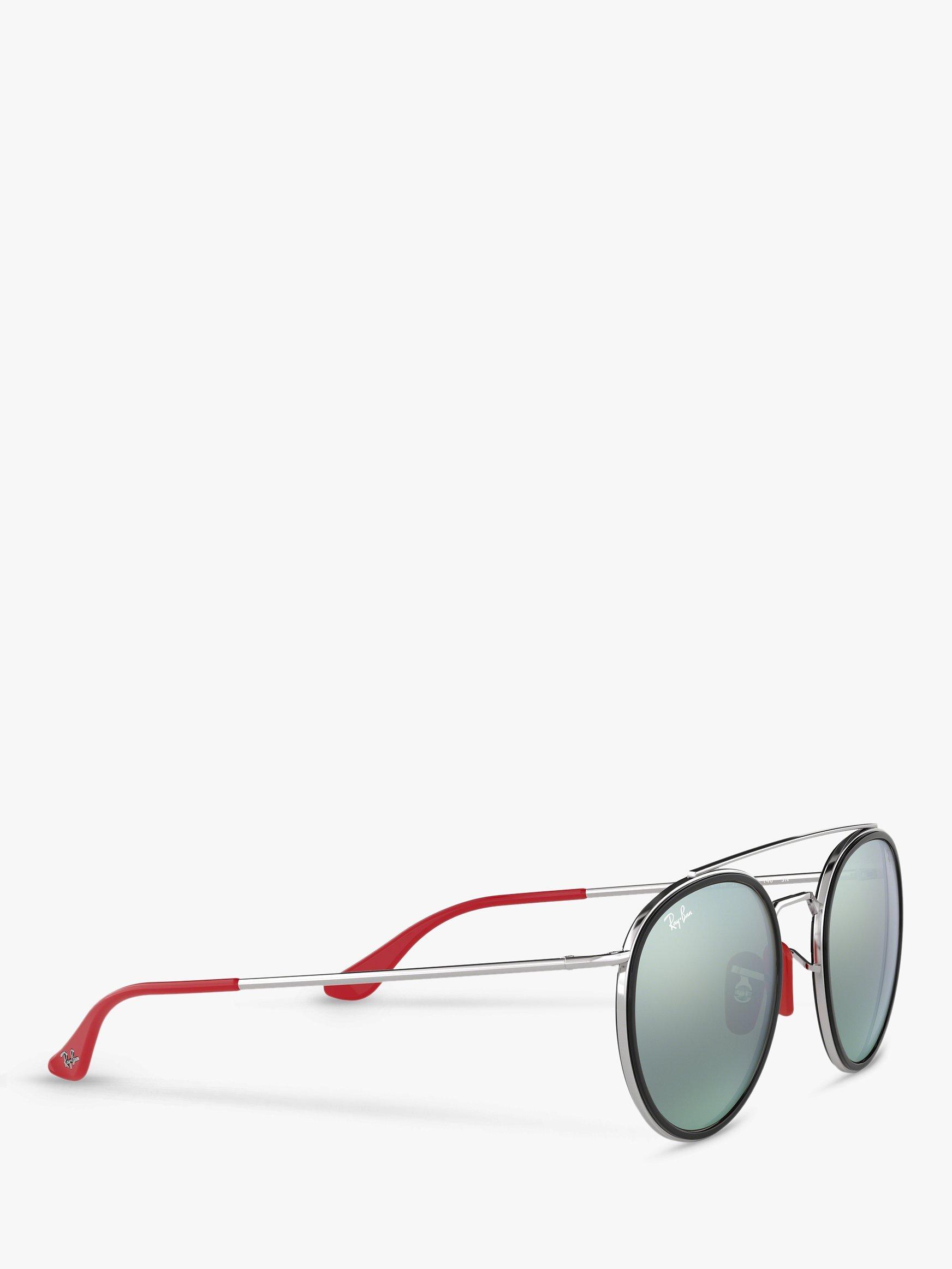Product image 11 of 11, which shows Ray-Ban RB3647M Men's Scuderia Ferrari Oval Sunglasses, Silver/Mirror Green