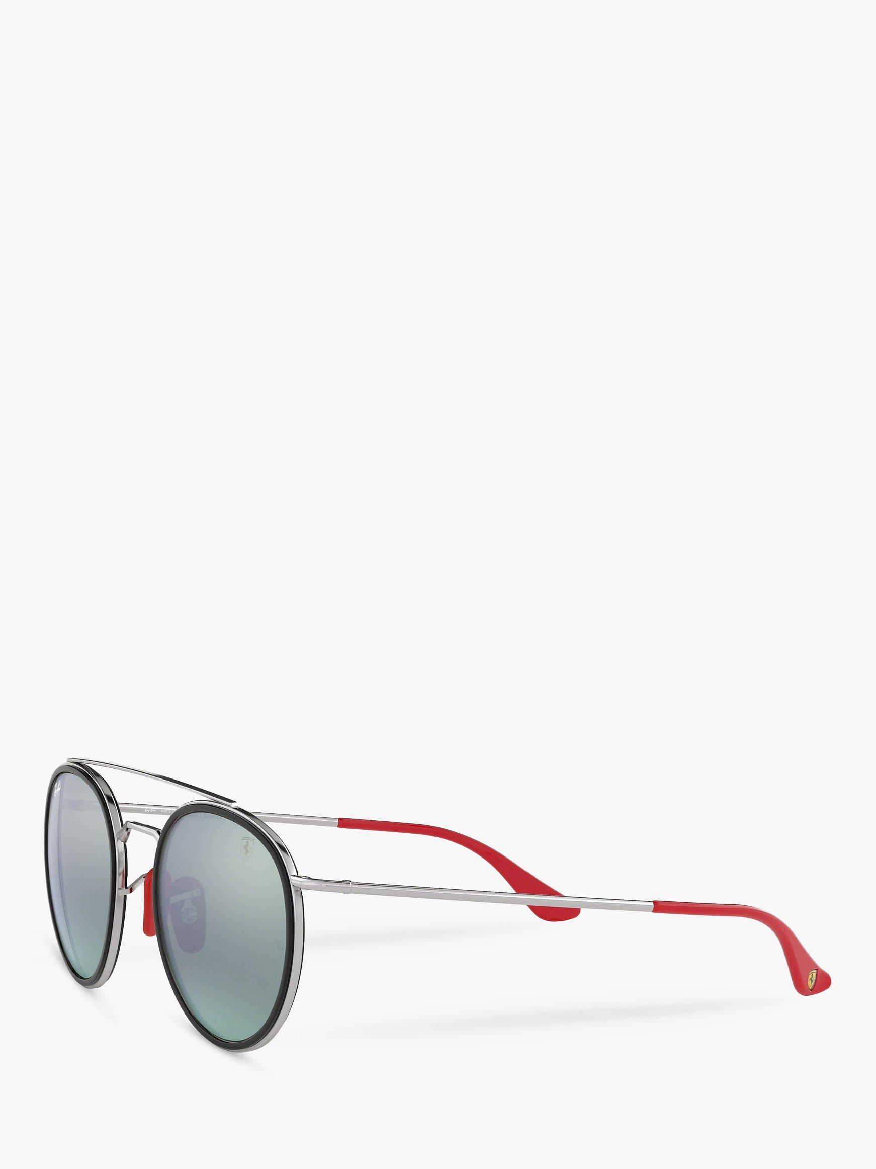 Product image 2 of 11, which shows Ray-Ban RB3647M Men's Scuderia Ferrari Oval Sunglasses, Silver/Mirror Green
