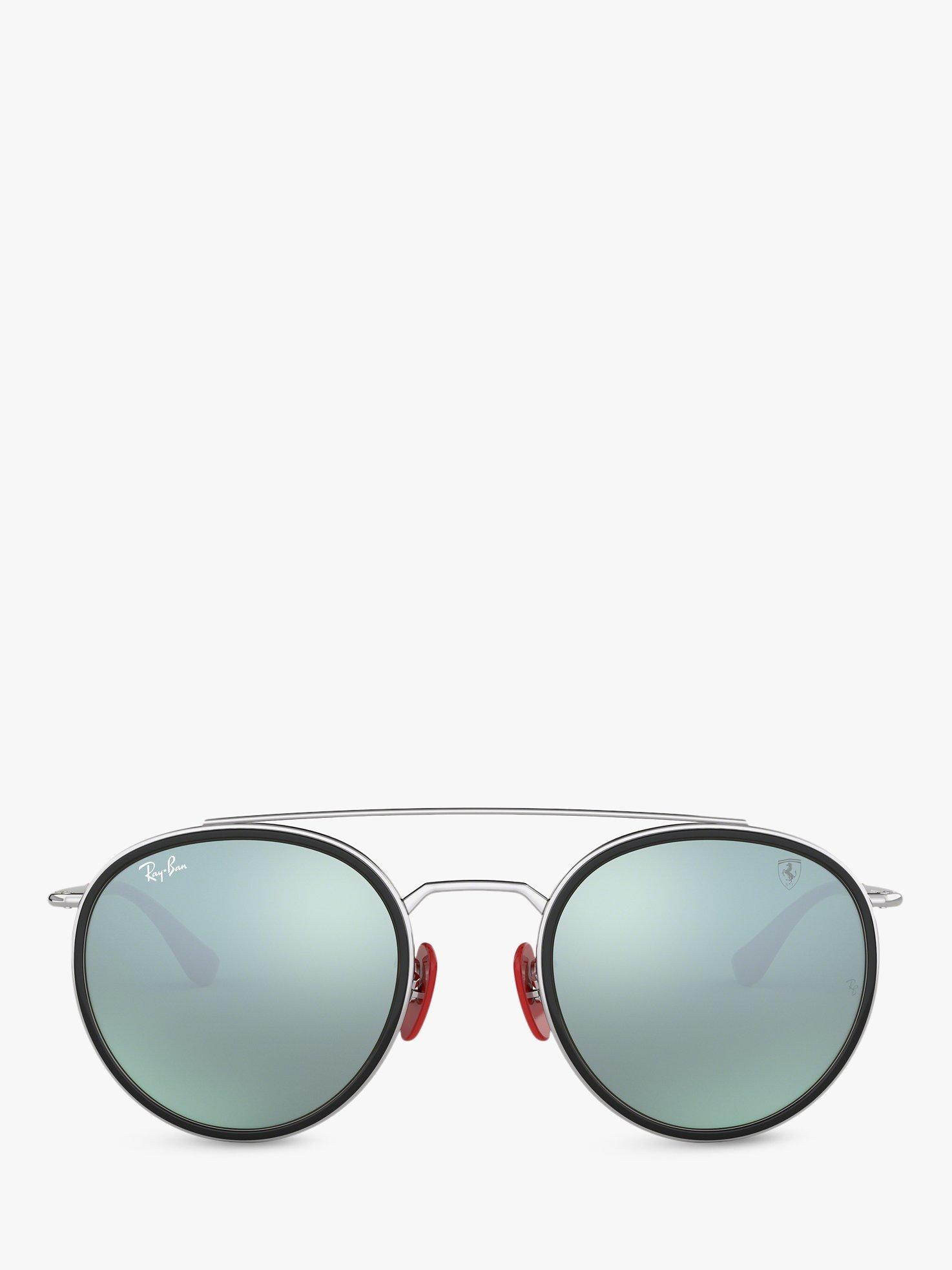 Product image 3 of 11, which shows Ray-Ban RB3647M Men's Scuderia Ferrari Oval Sunglasses, Silver/Mirror Green