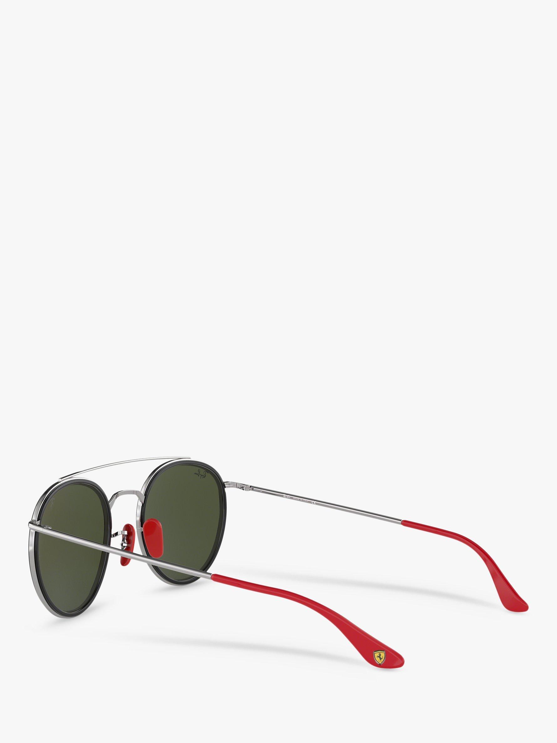 Product image 5 of 11, which shows Ray-Ban RB3647M Men's Scuderia Ferrari Oval Sunglasses, Silver/Mirror Green