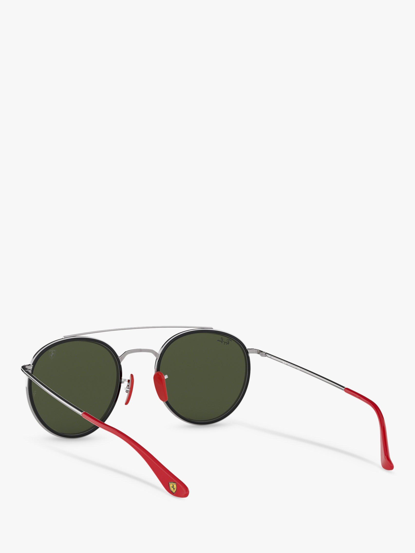 Product image 6 of 11, which shows Ray-Ban RB3647M Men's Scuderia Ferrari Oval Sunglasses, Silver/Mirror Green