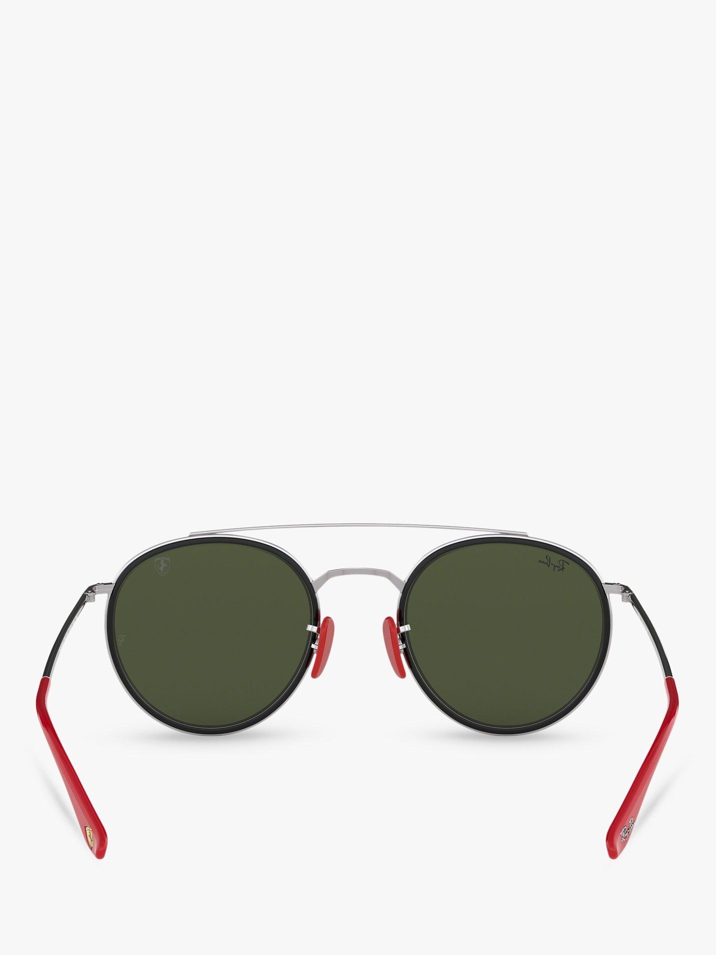 Product image 7 of 11, which shows Ray-Ban RB3647M Men's Scuderia Ferrari Oval Sunglasses, Silver/Mirror Green