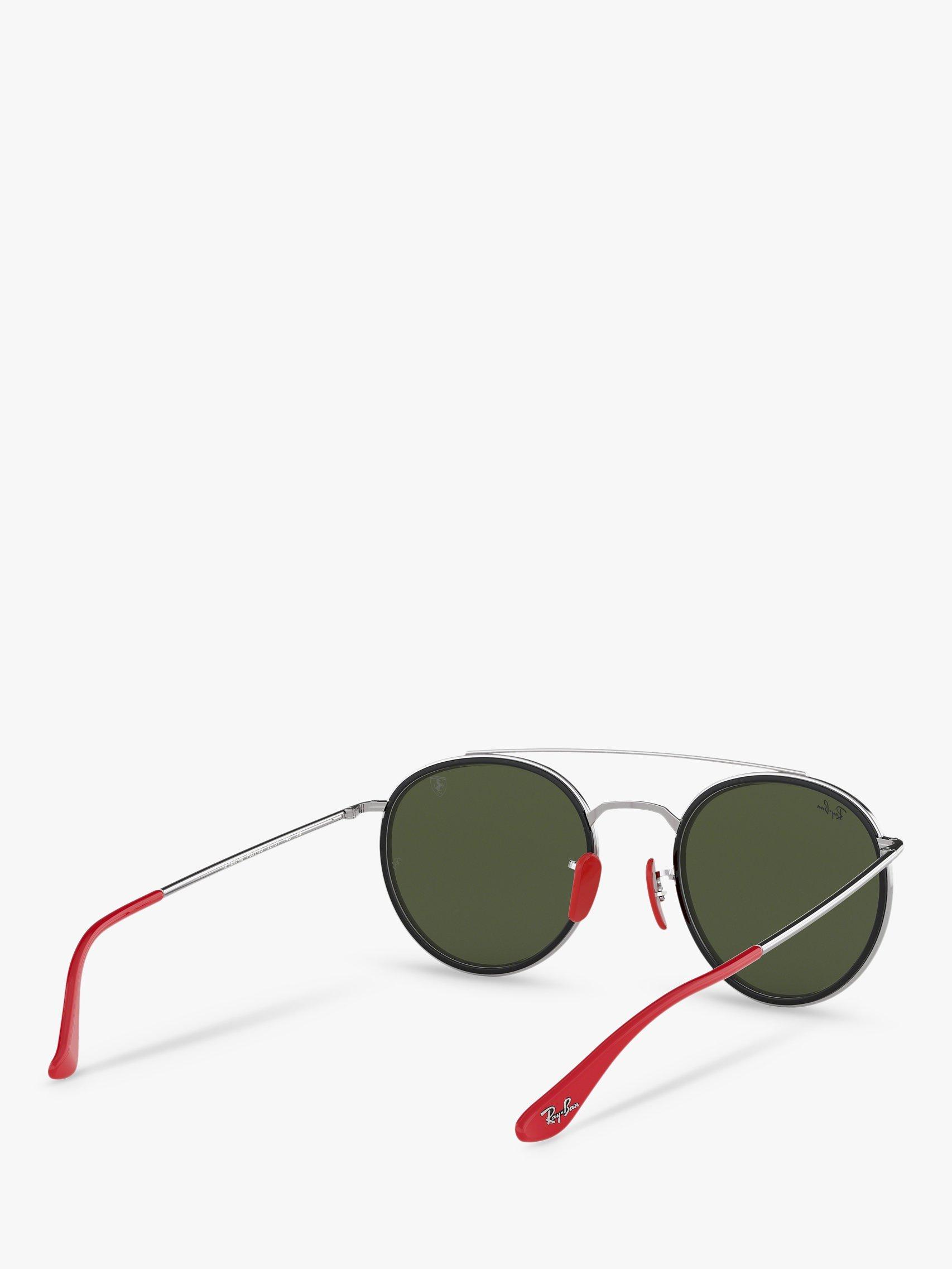 Product image 8 of 11, which shows Ray-Ban RB3647M Men's Scuderia Ferrari Oval Sunglasses, Silver/Mirror Green