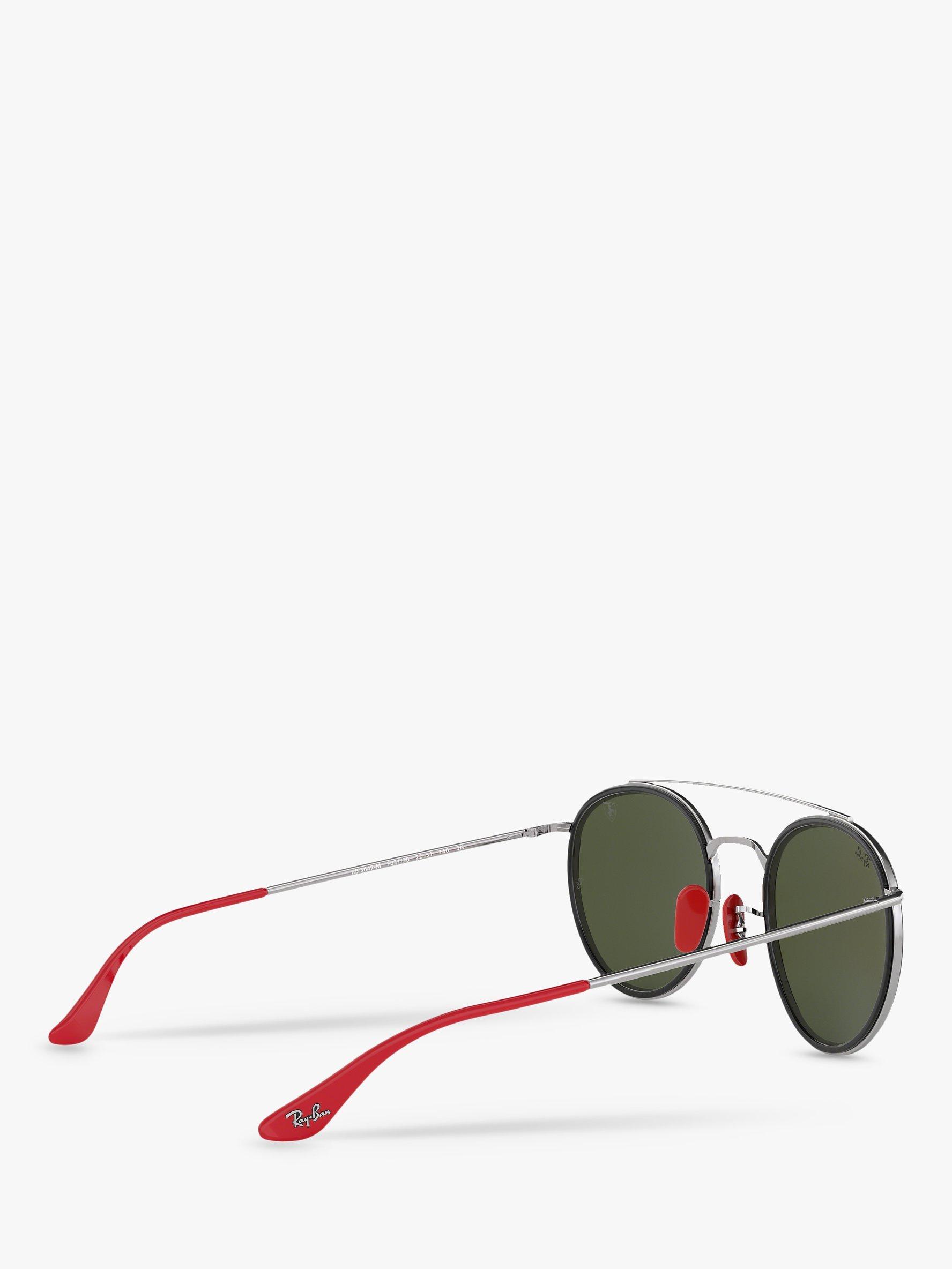 Product image 9 of 11, which shows Ray-Ban RB3647M Men's Scuderia Ferrari Oval Sunglasses, Silver/Mirror Green