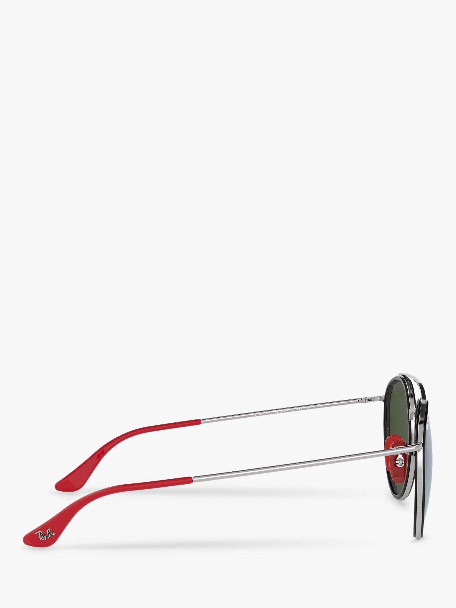 Product image 10 of 11, which shows Ray-Ban RB3647M Men's Scuderia Ferrari Oval Sunglasses, Silver/Mirror Green