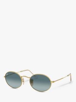 Ray-Ban RB3547 Women's Oval Flat Lens Sunglasses, Gold/Grey Gradient, Gold/Grey Gradient