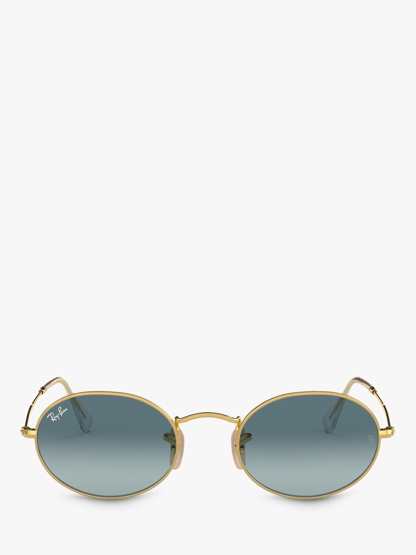 Product image 3 of 11, which shows Ray-Ban RB3547 Women's Oval Flat Lens Sunglasses, Gold/Grey Gradient