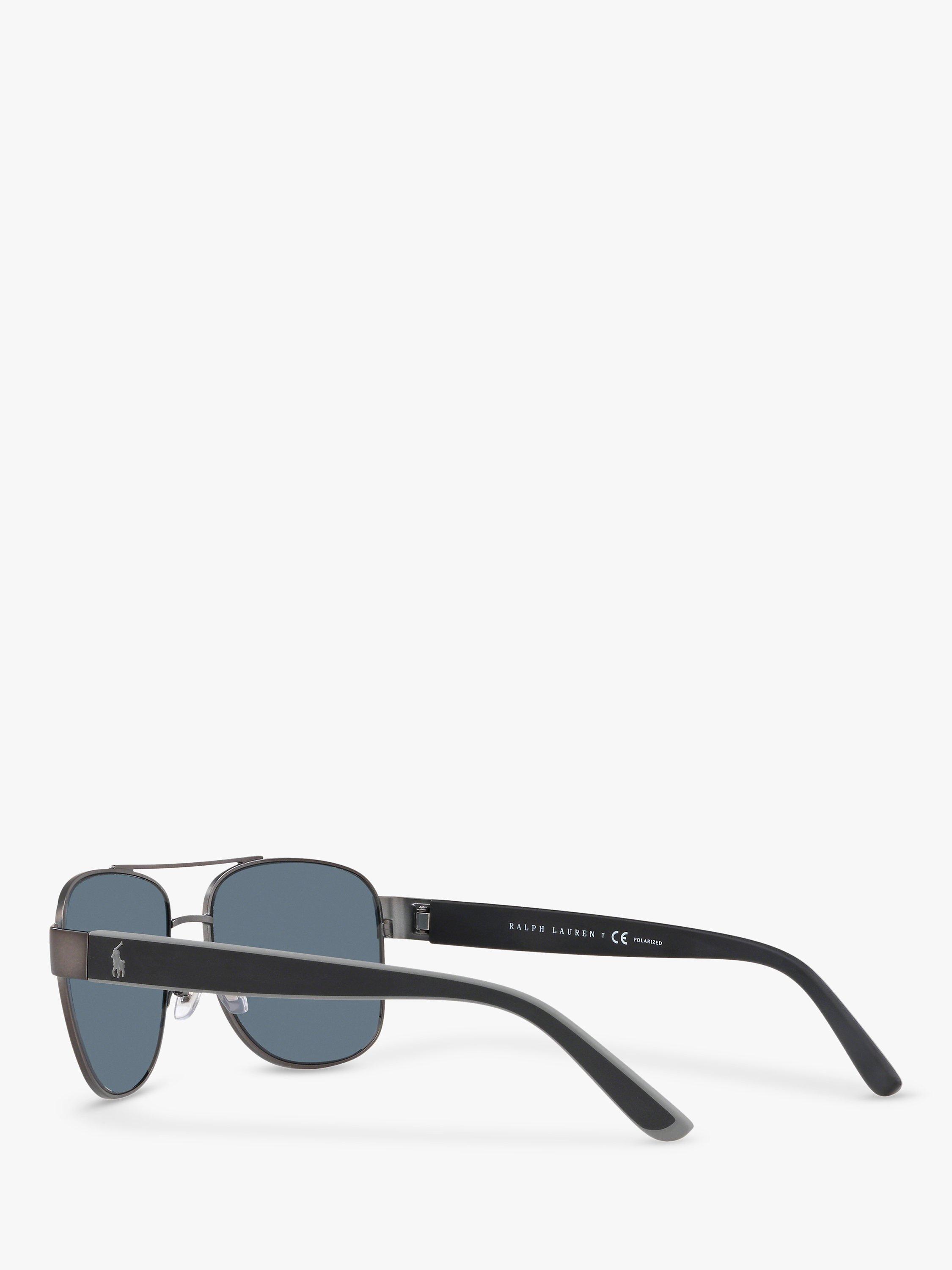 Product image 5 of 10, which shows Ralph Lauren PH3122 Men's Polarised Pilot Sunglasses, Matte Dark Gunmetal