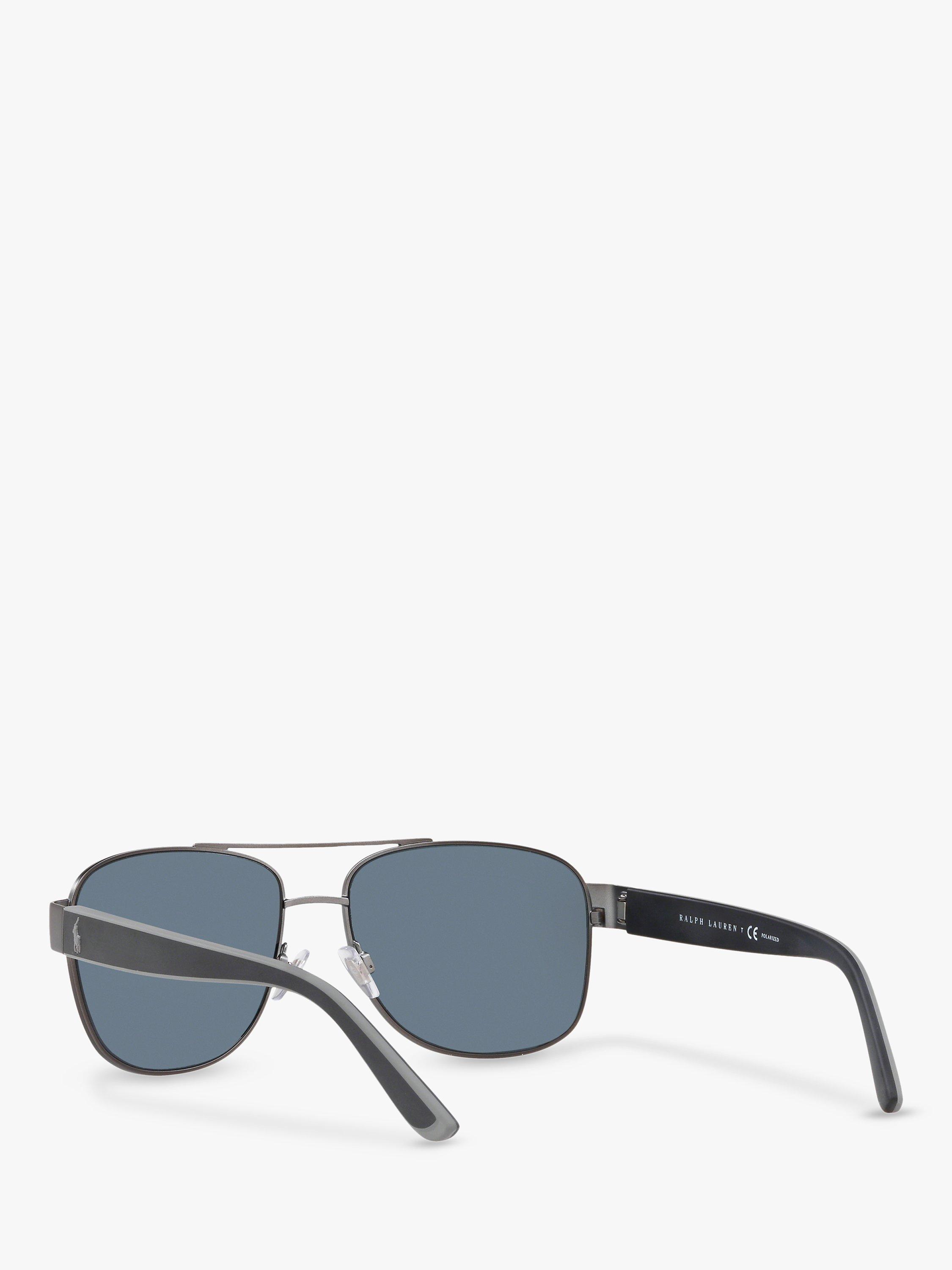 Product image 6 of 10, which shows Ralph Lauren PH3122 Men's Polarised Pilot Sunglasses, Matte Dark Gunmetal